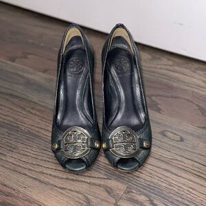 Tory Burch navy wedges